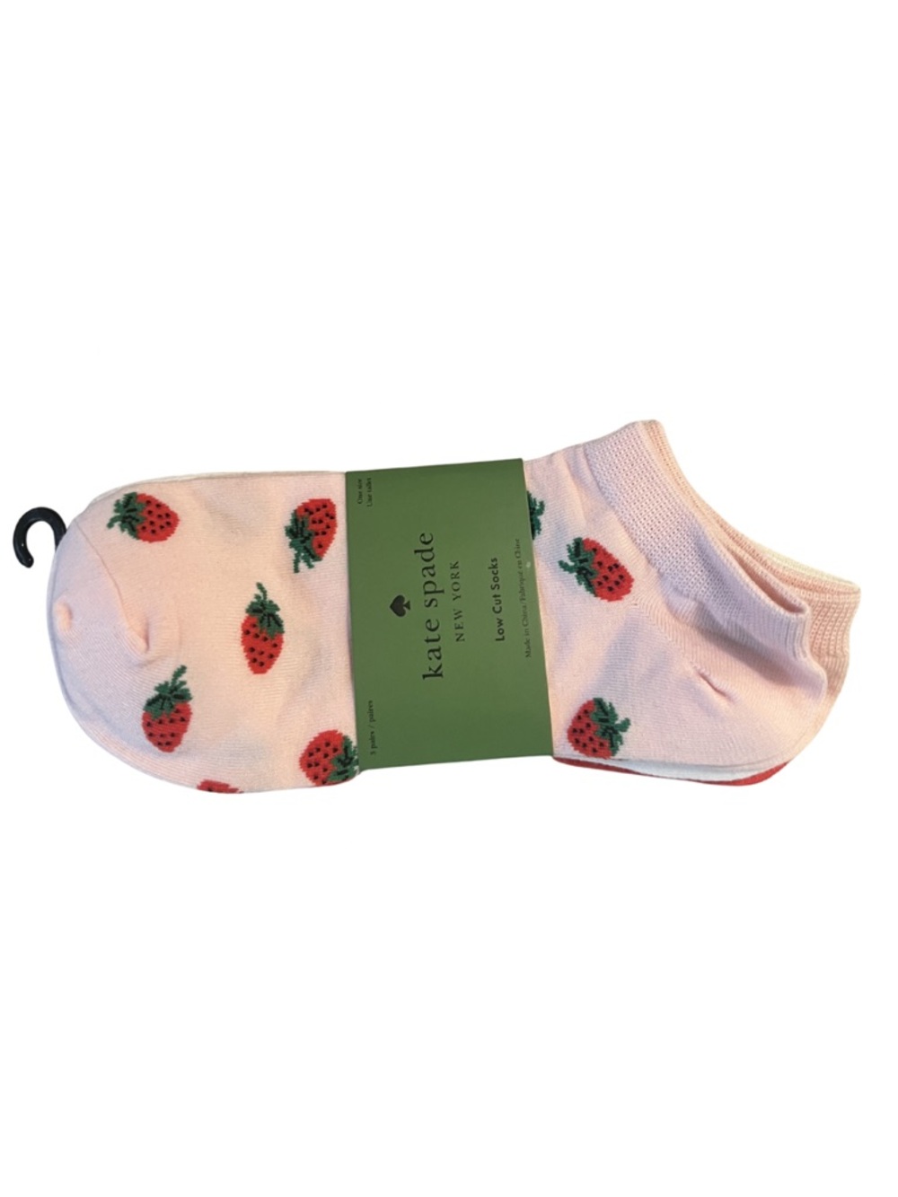 Kate Spade Strawberry Socks 3 Pack Low Cut Pink Red | One Size NWT 🍓